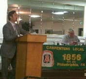 Jeff Laffey Giving Work Safey Presentation to Phila Carpenters Union